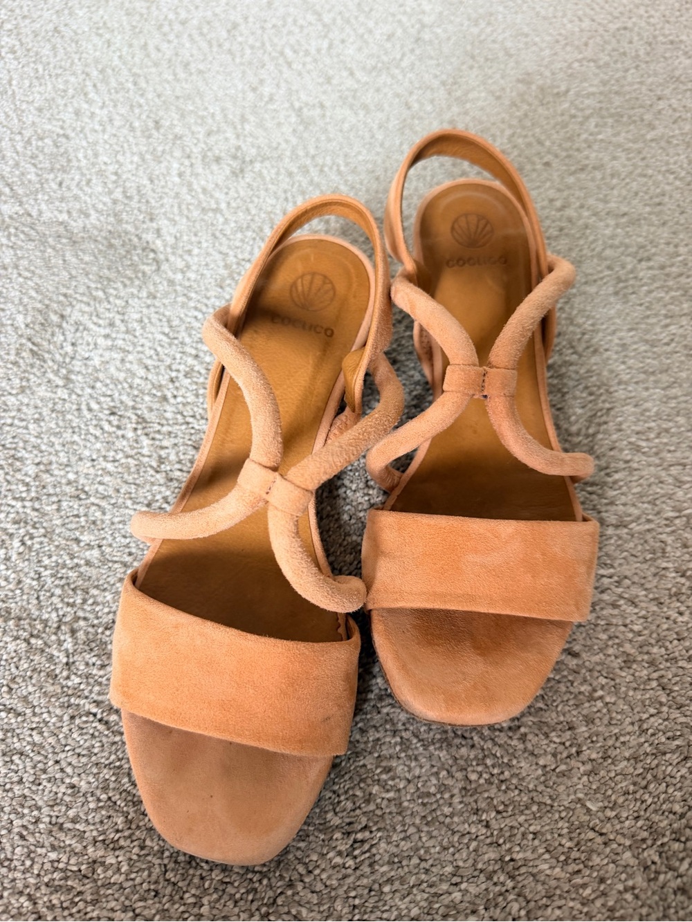 COCLICO Peach Suede Strap Sandals
